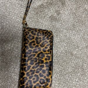 Leopard Print Wristlet Clutch